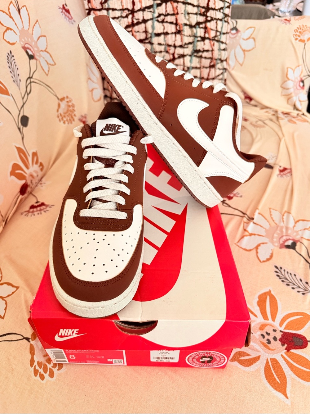 Nike court vision low  Men’s Low-Top Sneakers in Brown and White size 10